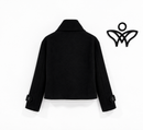 Chaqueta corta de paño marrón chocolate con cuello mao y botones