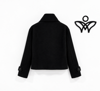 Chaqueta corta de paño marrón chocolate con cuello mao y botones