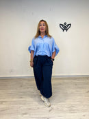 Pantalón Bombacho Azul Marino con Cintura Elástica