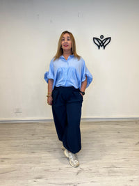 Pantalón Bombacho Azul Marino con Cintura Elástica