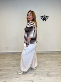 Pantalón de Pinzas Bombacho Beige con Cintura Elástica