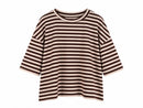 Sudadera de rayas beige y marrón de manga tres cuartos