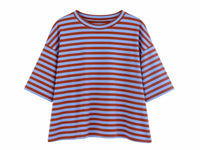 Sudadera de rayas azul y marrón de manga  tres cuartos