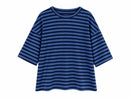 Sudadera Azul de Rayas con Manga Tres Cuartos