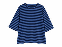 Sudadera Azul de Rayas con Manga Tres Cuartos