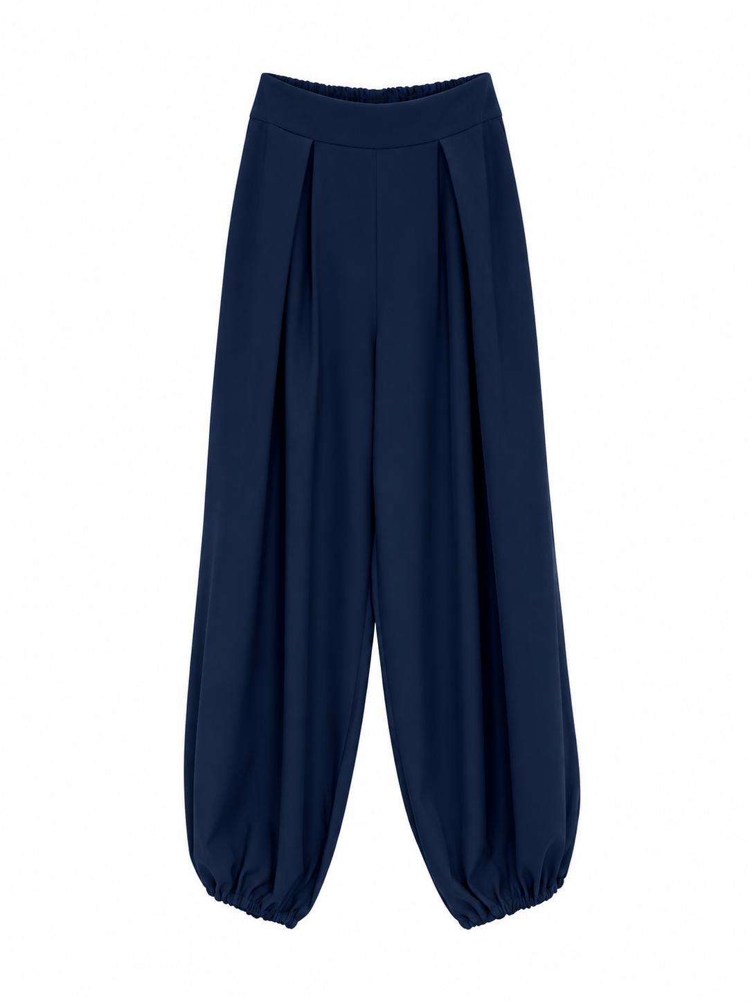 Pantalón Bombacho Azul Marino con Cintura Elástica