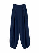 Pantalón Bombacho Azul Marino con Cintura Elástica