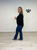 Sudadera de mujer marrón de algodón con tachuelas doradas