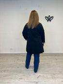 Trench gabardina negra de mujer con forro de cuadros vichy