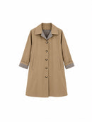 Trench gabardina beige de mujer con forro de cuadros vichy