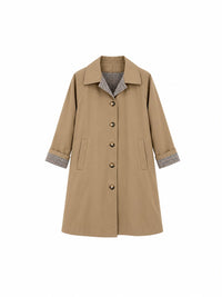 Trench gabardina beige de mujer con forro de cuadros vichy