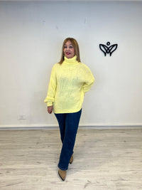 Jersey de cuello subido de punto gordo oversize amarillo