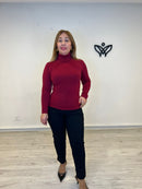 Jersey de cuello alto de punto en burdeos