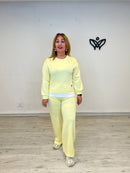 Conjunto algodón pantalón recto y sudadera amarilla