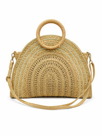 Bolso de rafia natural con asa redonda y bandolera
