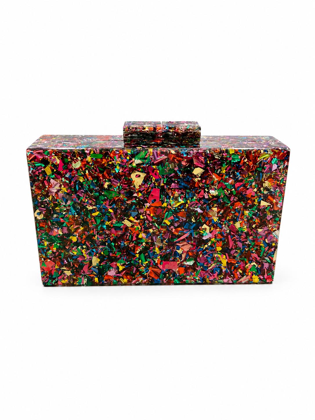 Bolso de fiesta carey multicolor efecto joya