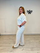 Conjunto de lunares beige y marrón chocolate efecto lino