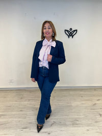 Americana azul marino mujer solapa larga