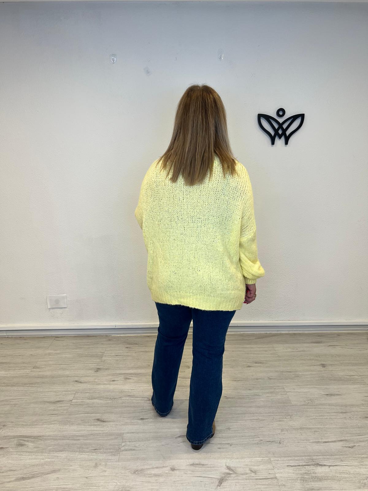 Jersey de cuello subido de punto gordo oversize amarillo