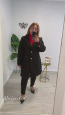 Abrigo corto midi de paño con solapas clásico negro